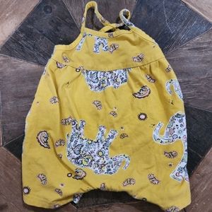 0-3 Month, Pastourelle Yellow Paisley Elephant Romper